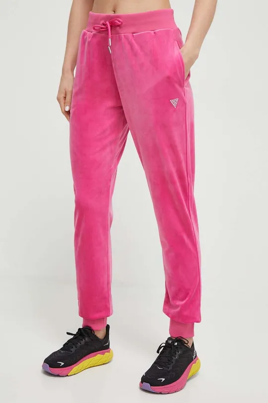 różowy Guess spodnie dresowe COUTURE Damski