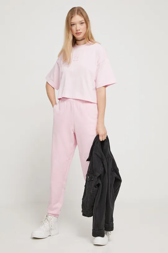 HUGO pantaloni da jogging in cotone rosa