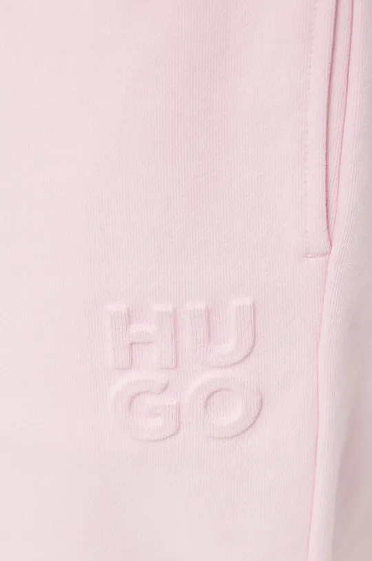różowy HUGO spodnie dresowe bawełniane