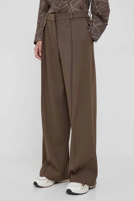 marrone Calvin Klein pantaloni in misto lana Donna
