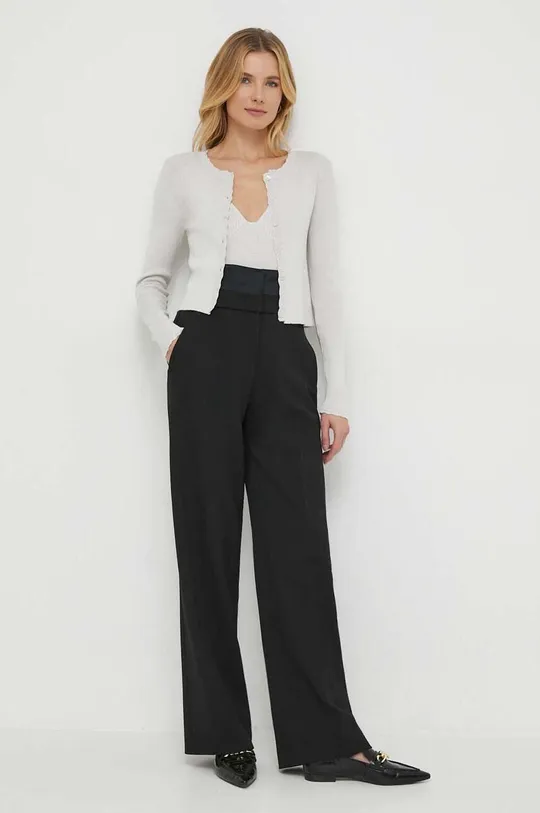 Nohavice s prímesou vlny Calvin Klein čierna