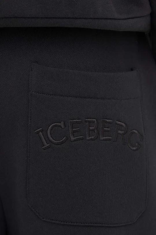czarny Iceberg spodnie dresowe bawełniane