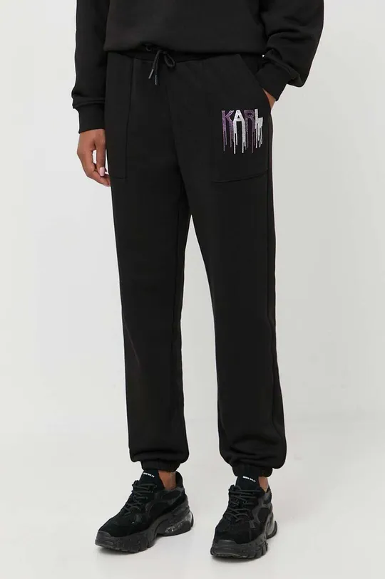 czarny Karl Lagerfeld spodnie dresowe Damski