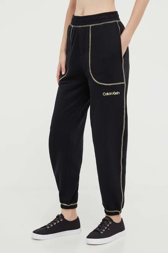 чёрный Хлопковые пижамные брюки Calvin Klein Underwear Женский