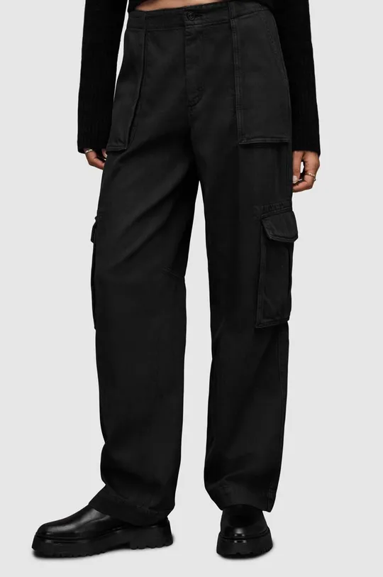AllSaints spodnie bawełniane FRIEDA STRAIGHT czarny