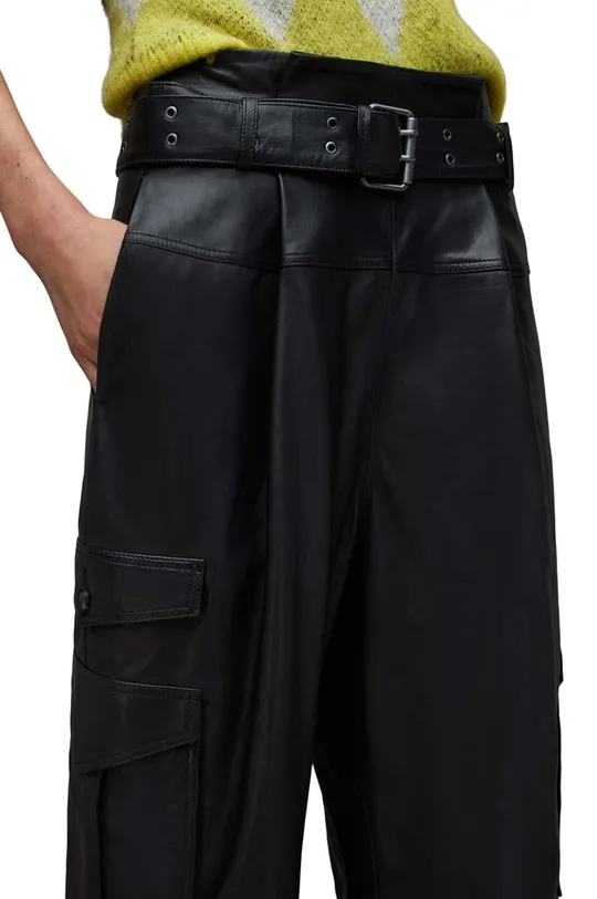 Δερμάτινο παντελόνι AllSaints Harlyn μαύρο