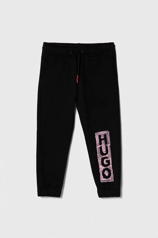 μαύρο Παιδικό βαμβακερό παντελόνι HUGO Για κορίτσια