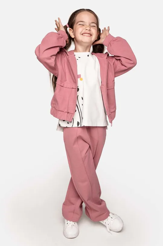 różowy Coccodrillo spodnie dresowe bawełniane dziecięce Dziewczęcy