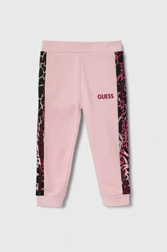 różowy Guess spodnie dresowe bawełniane dziecięce Dziewczęcy