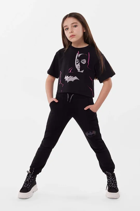 μαύρο Παιδικό βαμβακερό παντελόνι DKNY