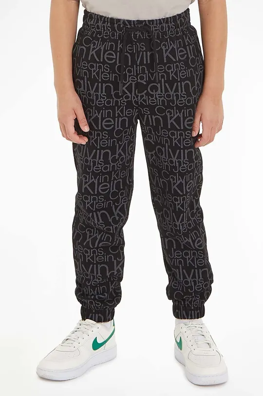μαύρο Παιδικό βαμβακερό παντελόνι Calvin Klein Jeans Παιδικά