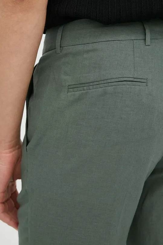 zielony Bruuns Bazaar spodnie lniane