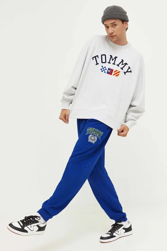 Хлопковые спортивные штаны Tommy Jeans тёмно-синий