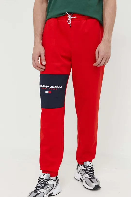 czerwony Tommy Jeans spodnie dresowe Męski