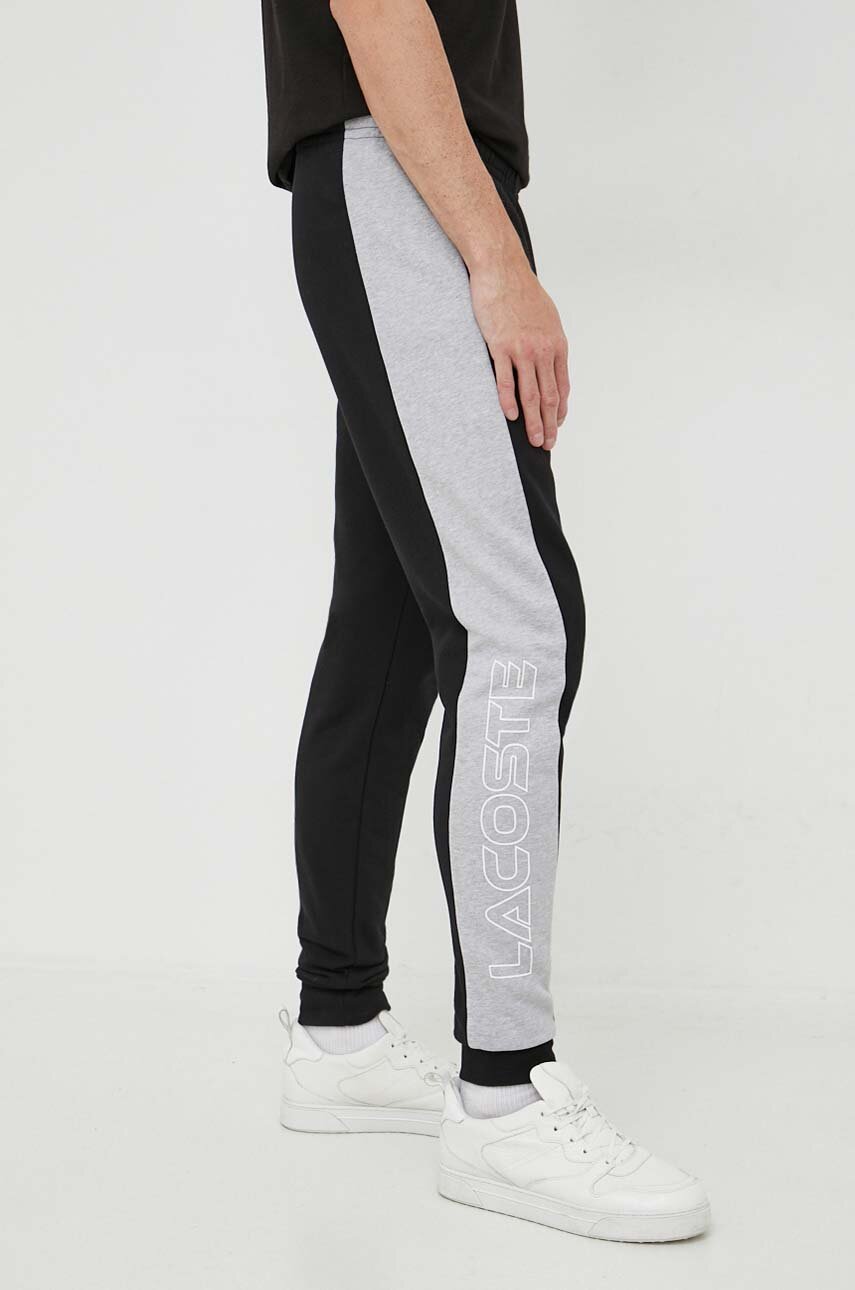 Хлопковые спортивные штаны Lacoste цвет чёрный с узором | ANSWEAR.ua