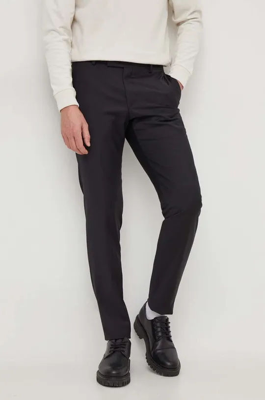 Μάλλινα παντελόνια Karl Lagerfeld μαύρο