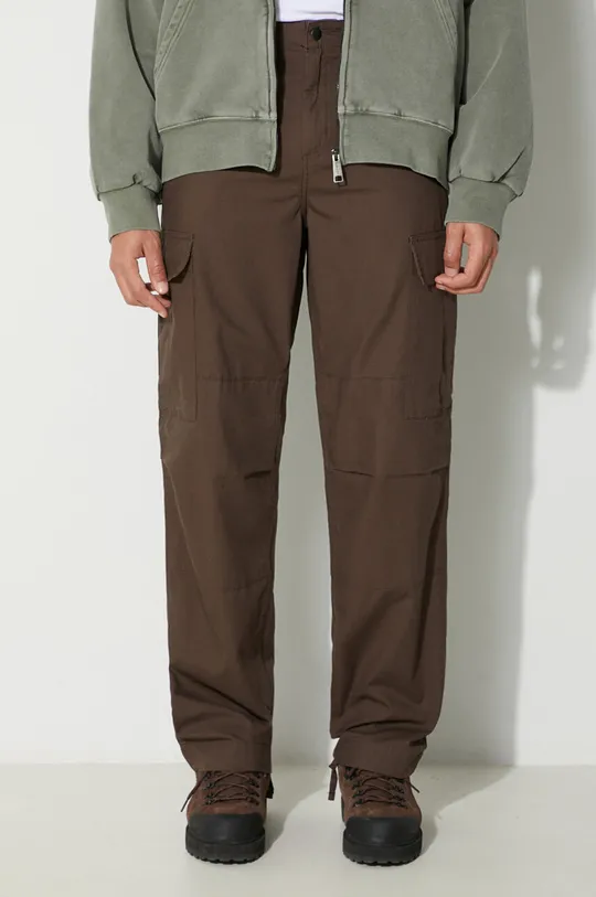 коричневый Хлопковые брюки Carhartt WIP Мужской