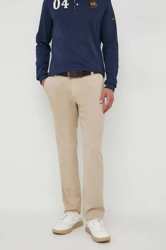beżowy Calvin Klein Jeans spodnie bawełniane Męski