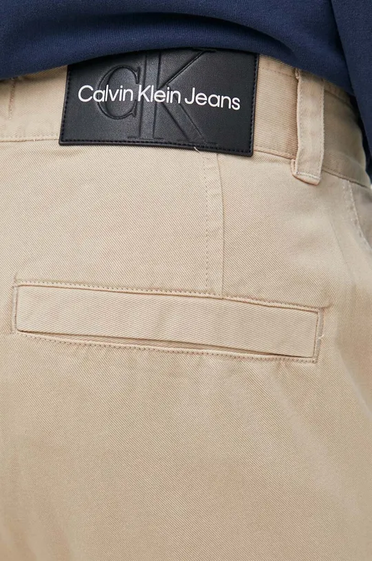 beżowy Calvin Klein Jeans spodnie bawełniane