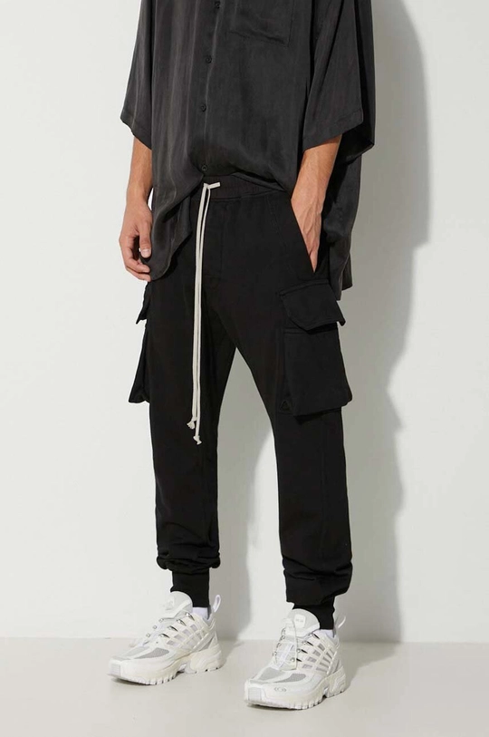 negru Rick Owens pantaloni de bumbac De bărbați