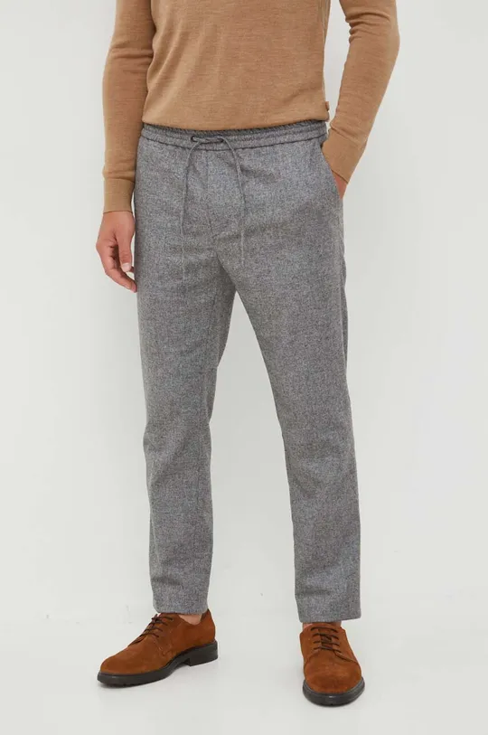 sivá Vlnené nohavice Calvin Klein Pánsky