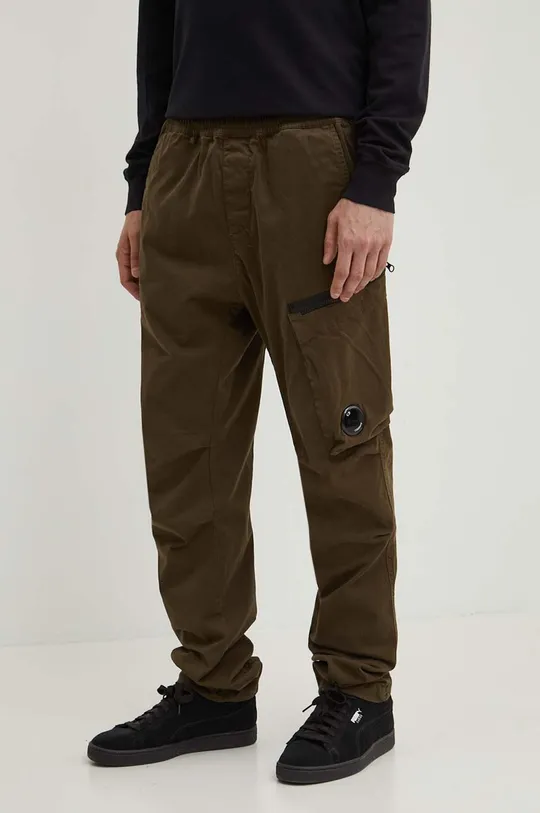 verde C.P. Company pantaloni STRETCH SATEEN REGULAR PANTS De bărbați
