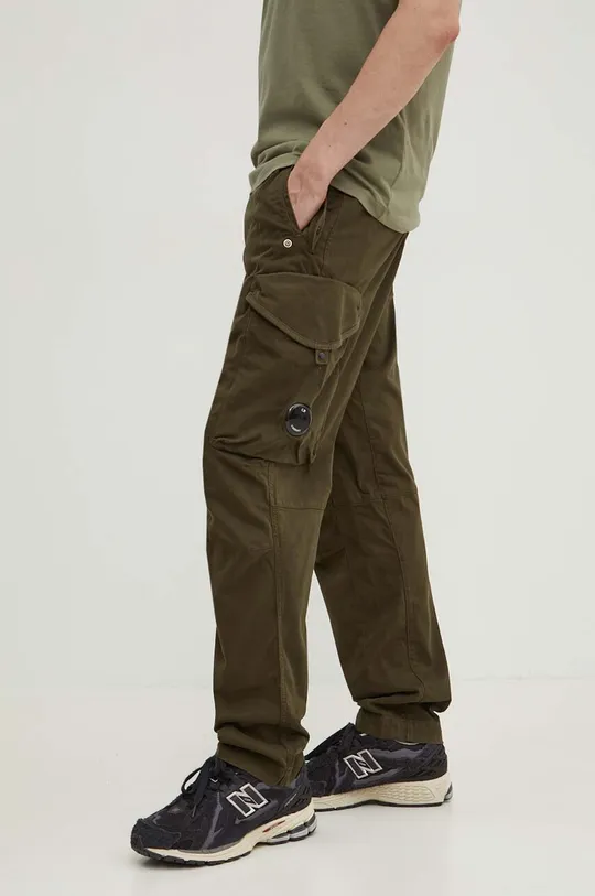 verde C.P. Company pantaloni STRETCH SATEEN LOOSE CARGO PANTS De bărbați