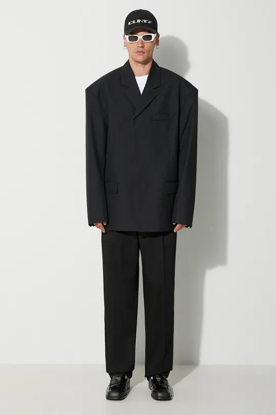 Norse Projects pantaloni de bumbac Christopher Relaxed Gabardine Pleated Trouser negru