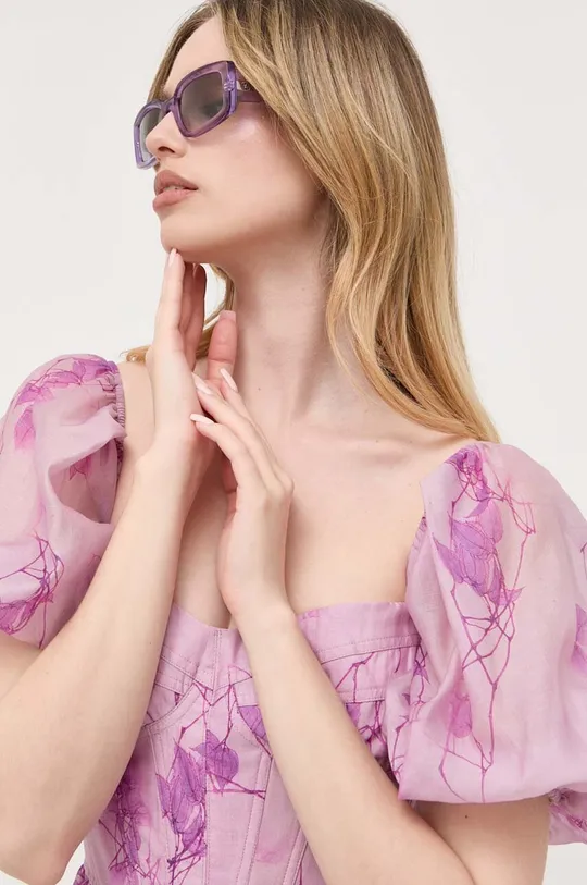 fioletowy Bardot sukienka