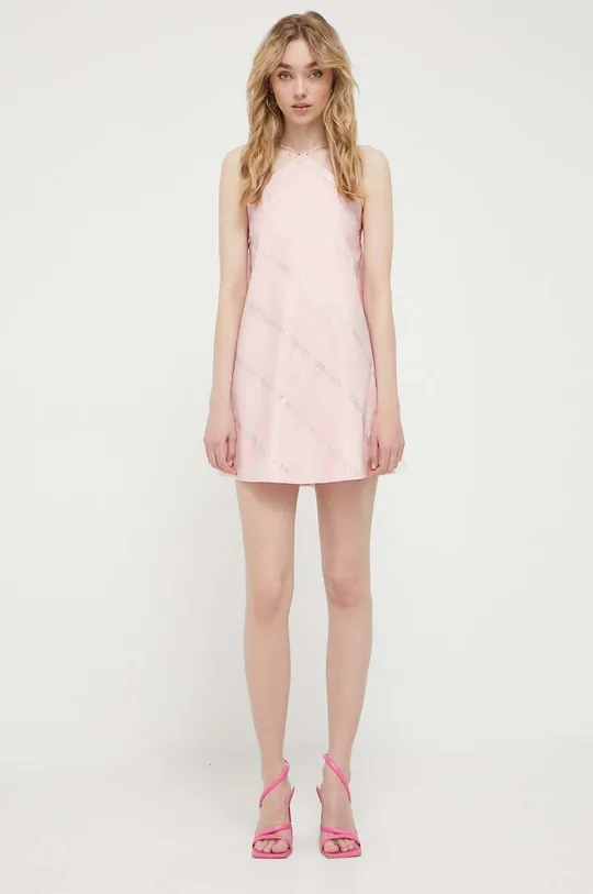 Βαμβακερό φόρεμα Rotate ροζ