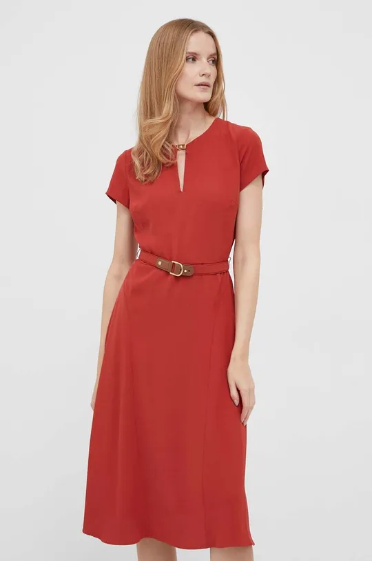 rdeča Obleka Lauren Ralph Lauren Ženski