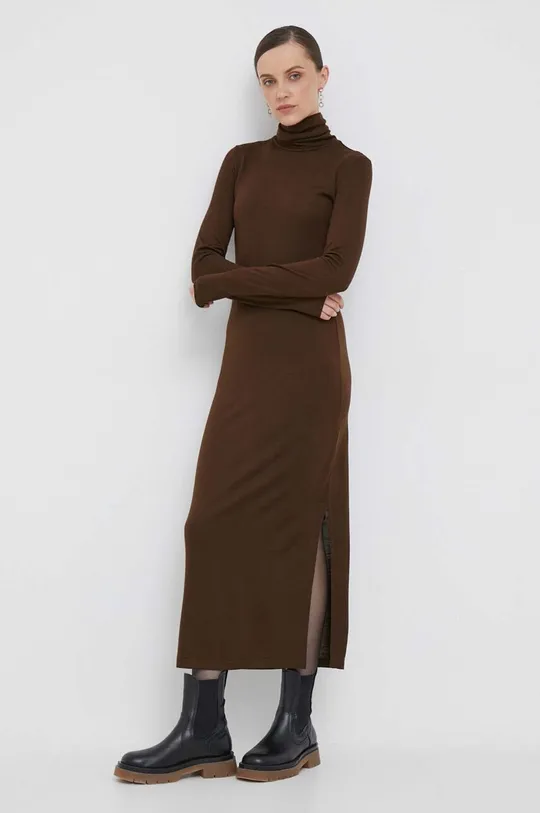 hnedá Vlnené šaty Polo Ralph Lauren Dámsky