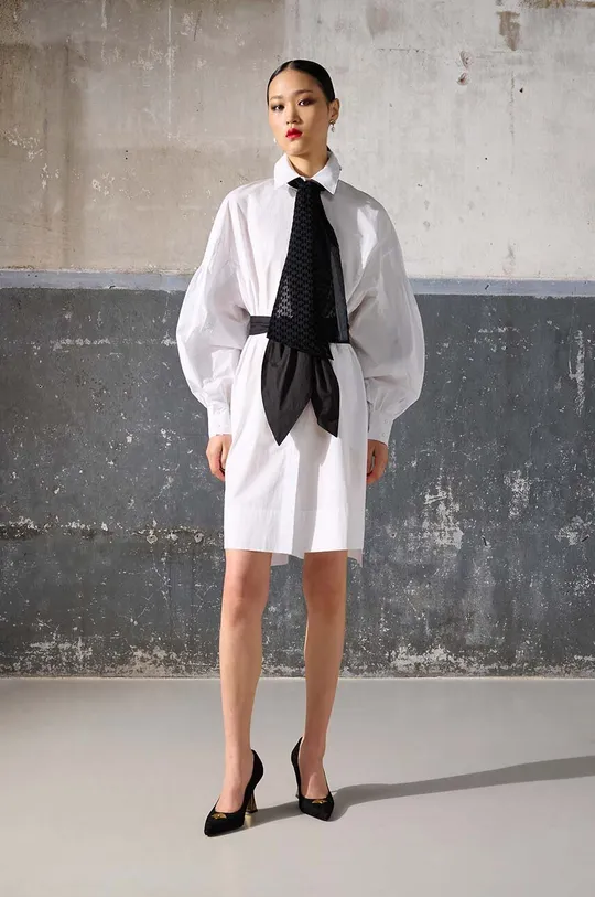 bela Bombažna obleka Karl Lagerfeld x Ultimate ikon Ženski