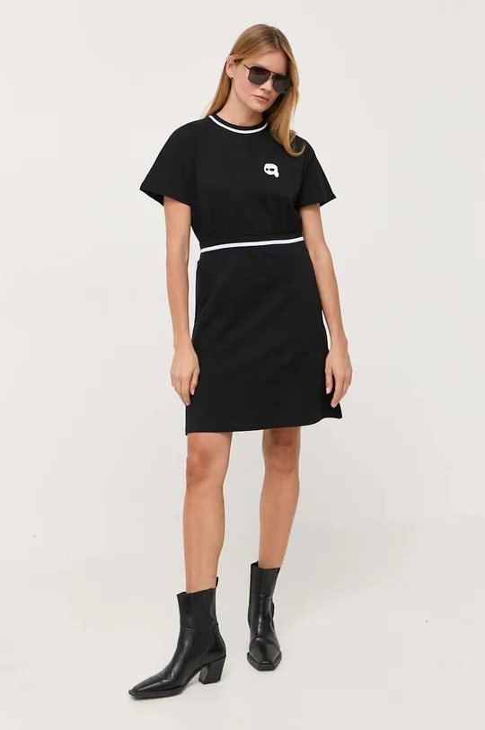 μαύρο Βαμβακερό φόρεμα Karl Lagerfeld Γυναικεία