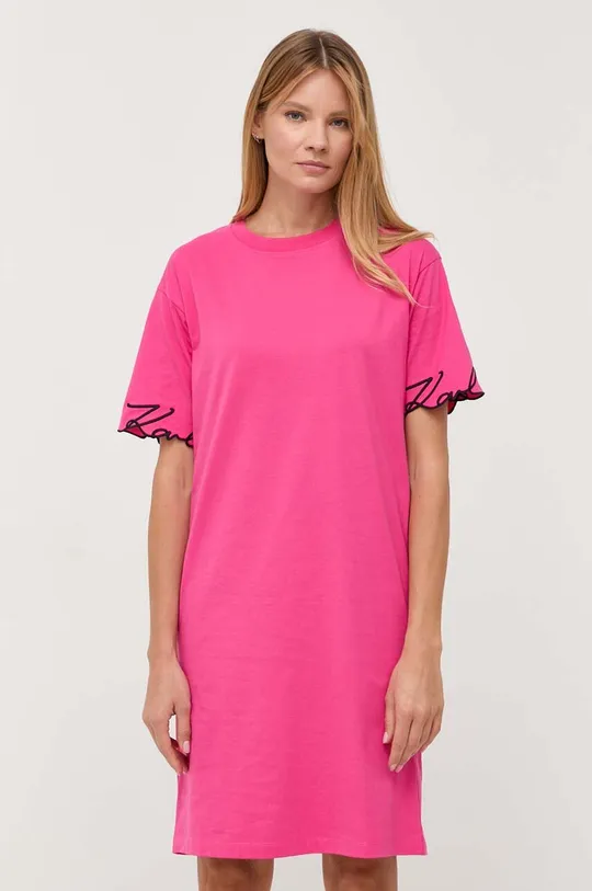 рожевий Бавовняна сукня Karl Lagerfeld Жіночий