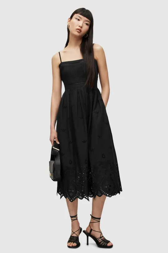 μαύρο Βαμβακερό φόρεμα AllSaints Γυναικεία