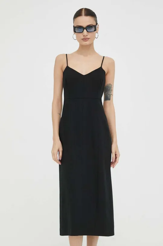 μαύρο Λινό φόρεμα Drykorn Γυναικεία
