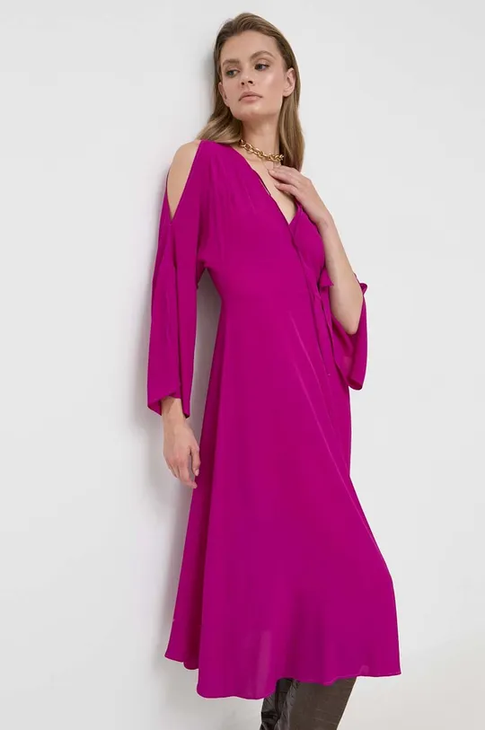 Obleka s primesjo svile Marella Robinia vijolična