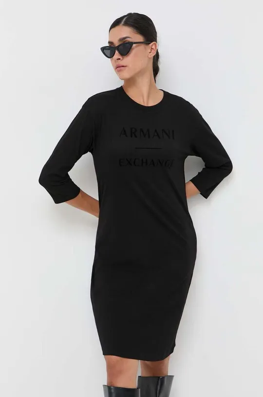 czarny Armani Exchange sukienka bawełniana Damski
