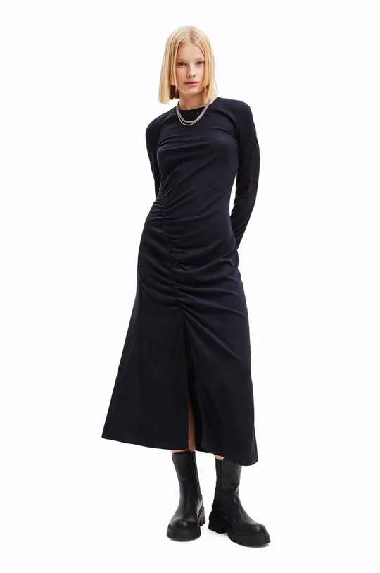 чорний Сукня Desigual 23WWVWA0 WOMAN WOVEN DRESS LONG SLEEVE Жіночий