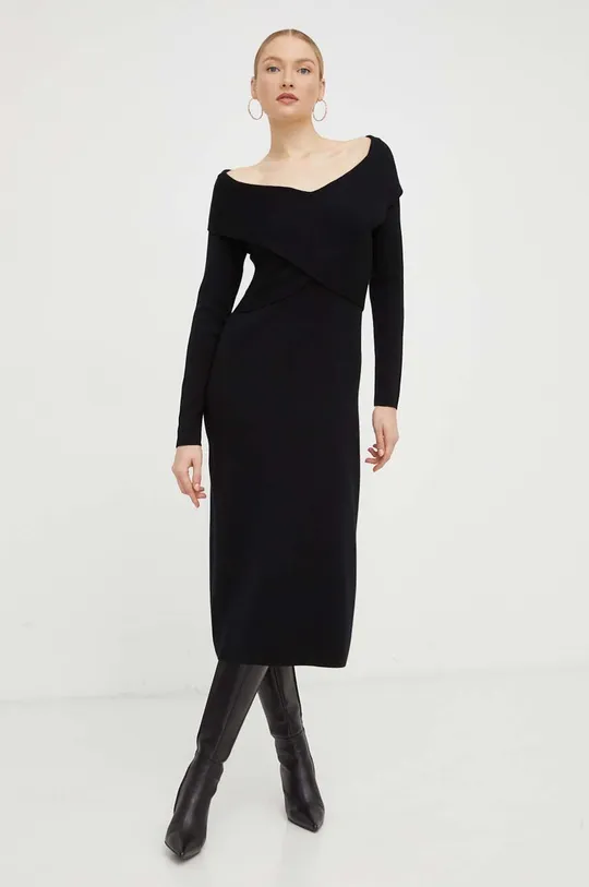 črna Volnena obleka Luisa Spagnoli Ženski