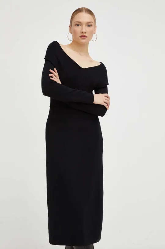Μάλλινο φόρεμα Luisa Spagnoli μαύρο