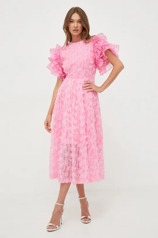 różowy Custommade sukienka z domieszką jedwabiu