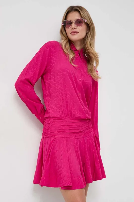 Šaty s prímesou hodvábu Pinko fialová