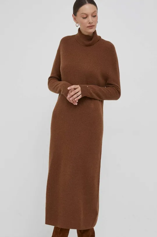 Tommy Hilfiger sukienka wełniana brązowy