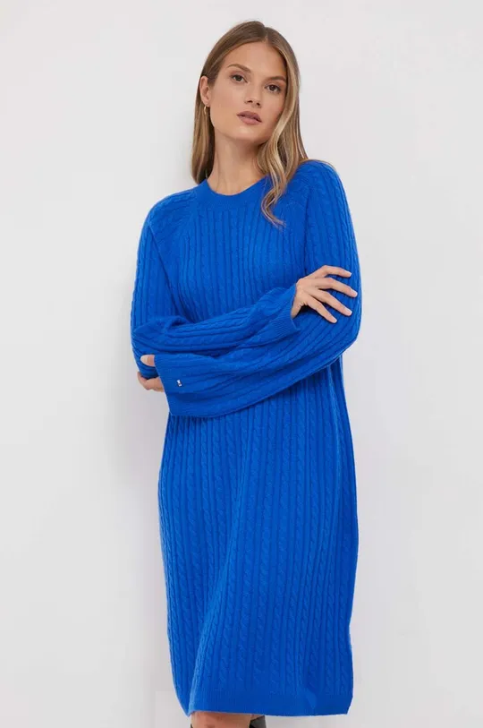 plava Vunena haljina Tommy Hilfiger Ženski