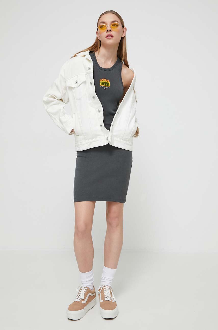 Сукня Tommy Jeans колір сірий mini облягаюча | ANSWEAR.ua