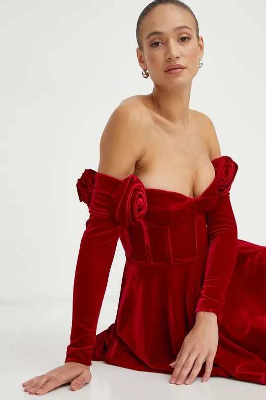 rdeča Obleka Bardot Ženski
