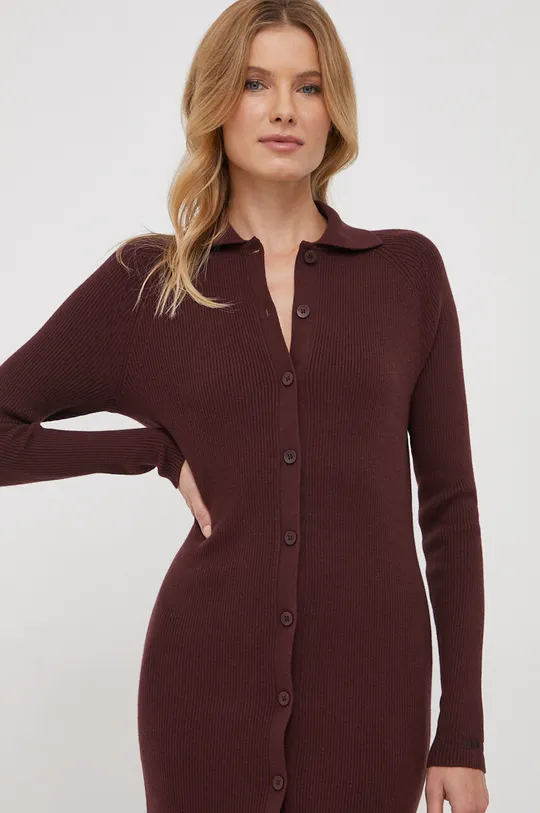 burgundské Šaty s prímesou vlny Calvin Klein