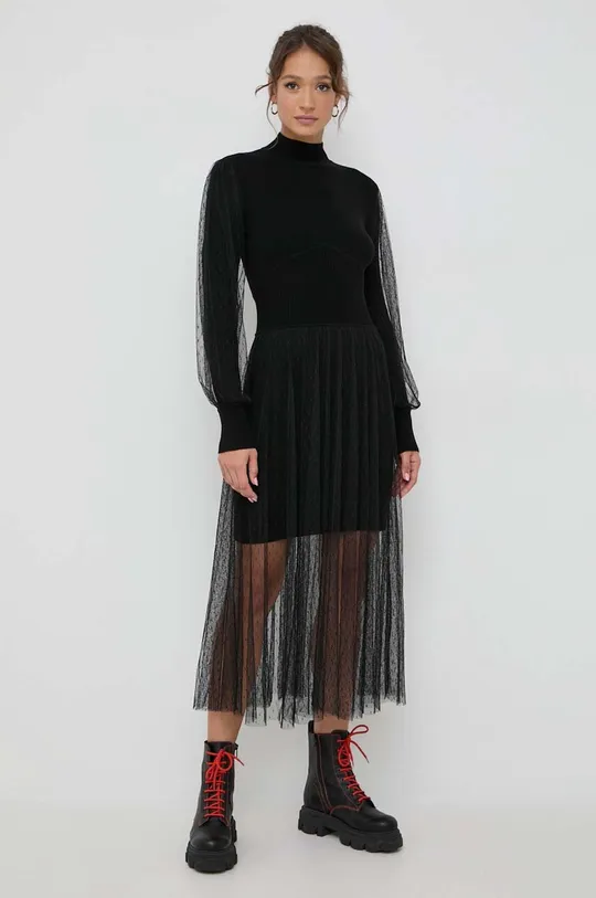 μαύρο Φόρεμα από μείγμα μαλλιού Twinset Γυναικεία